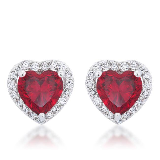 Ruby Heart Earrings - E50169R-C13