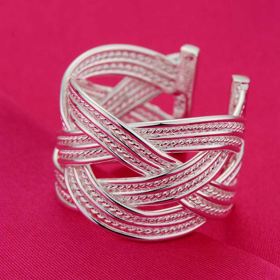 Lucky Silver - Silver Designer Open Weave Adjustable Ring - LOCAL STOCK - LSR235