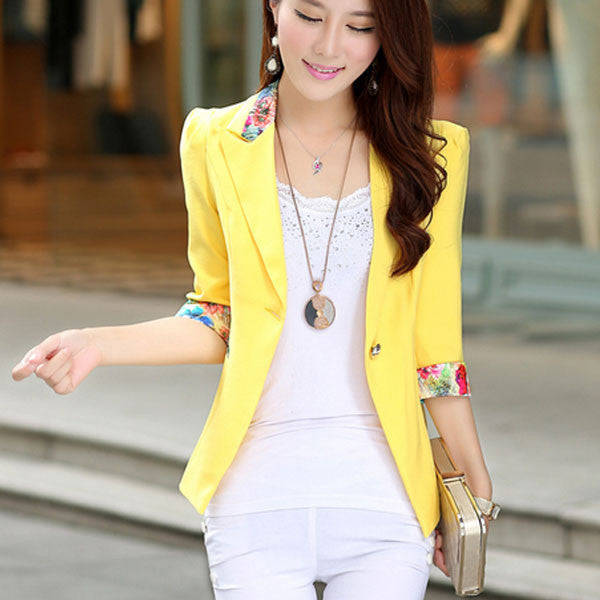 Women's Trendy Blue Notched Solid Blazer Coat - XXL / BLACK