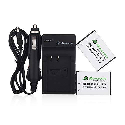 Powerextra 2 Pack Replacement Canon LP-E17 Battery and Charger Compatible with Canon EOS Rebel T6i,