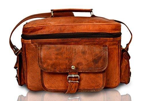 ADIMANI Vintage Handmade Travel Distressed Satchel Leather camera DSLR bag Padded Digital Camera Bag