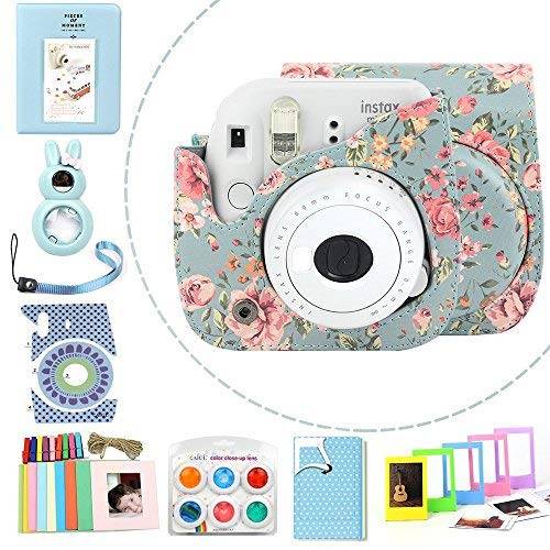 Wogozan 9 In 1 Case Accessories Package for Fujifilm Instax Mini 9 Mini 8+ Mini 8 ( Rose Blue Kit )