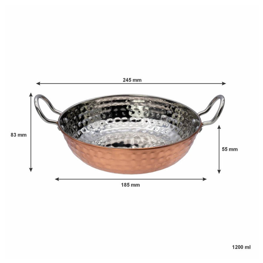 Regent Cookware - Karahi Pan Copper Hammered 1.2L