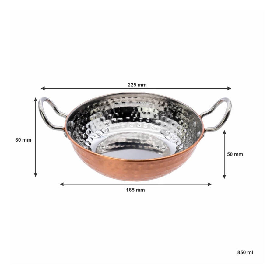 Regent Cookware - Karahi Pan Copper Hammered 850ml