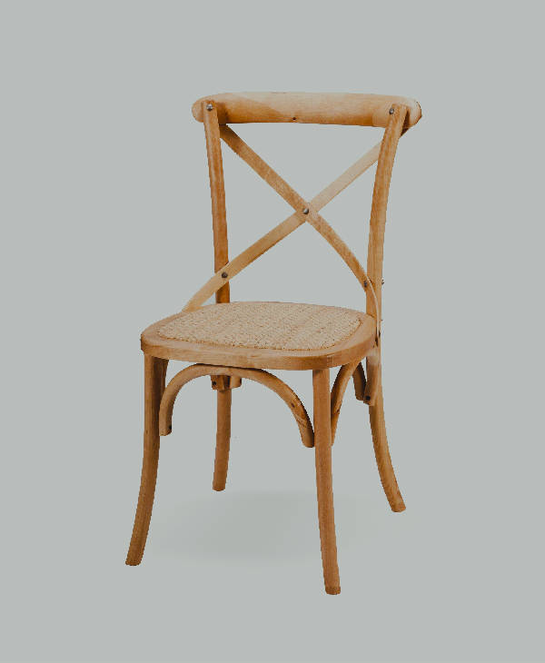 Cross Back Chairs - Wood Look Metal