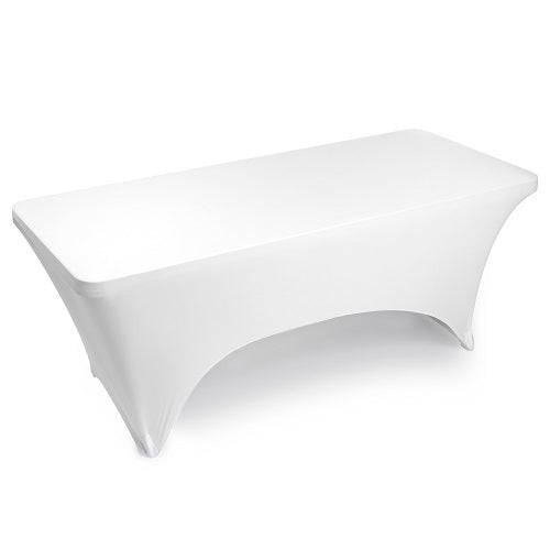 Stretch Table Cloth - Rectangular Bon Bon Fabric - White