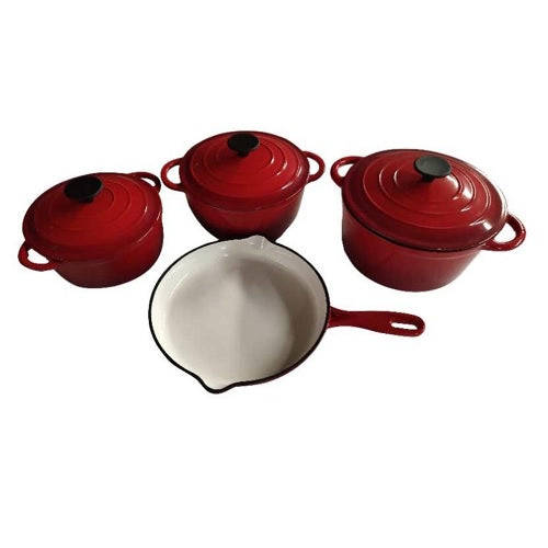 Cast Iron Pot Set - 7pc - Red