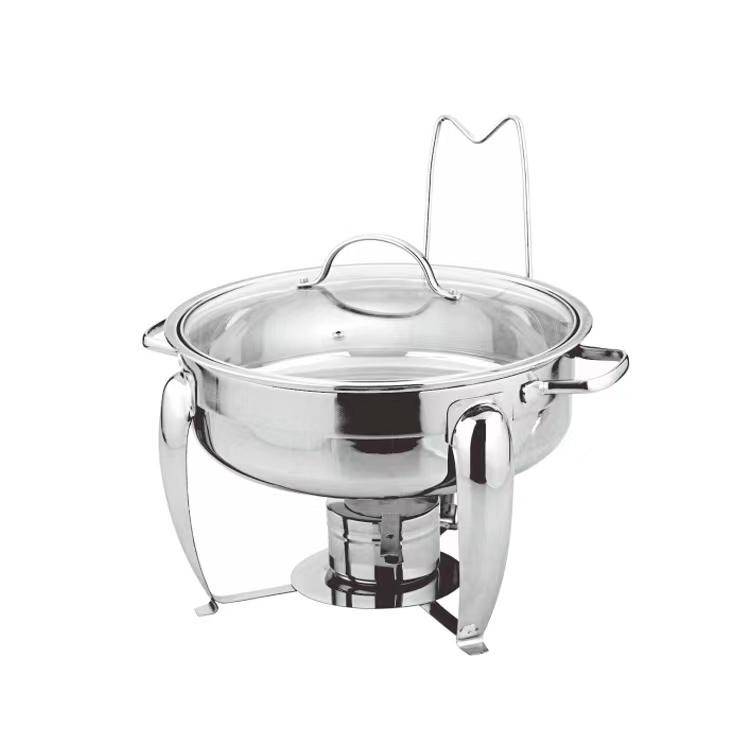 Round Chafing dish with removable Glass Lid