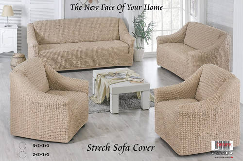 Sofa Covers - Stretch - 3+2+1 / Black / Unfrilled