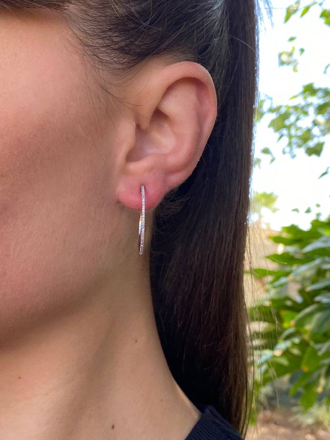 9K gold diamond hoop earrings.