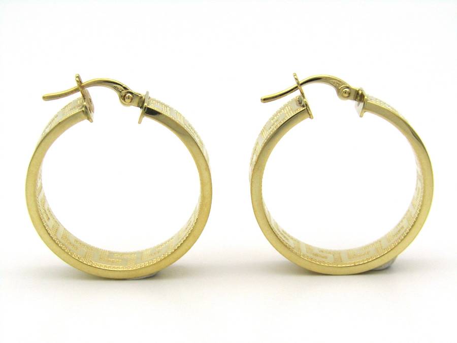 18K gold Versace style Greek Key pattern earrings.
