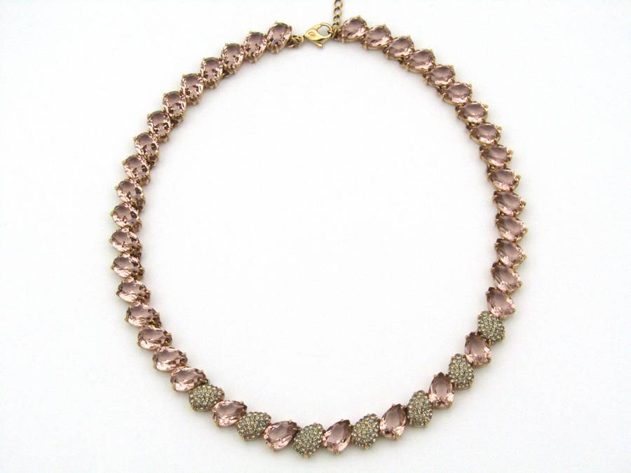 Swarovski pear-cut pink necklace.