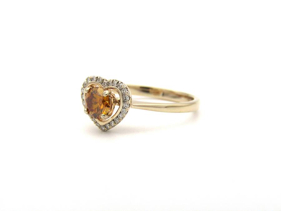 18K gold Orange diamond halo ring.