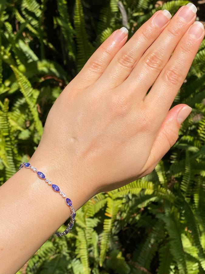 18K gold tanzanite and diamond bracelet by Browns.