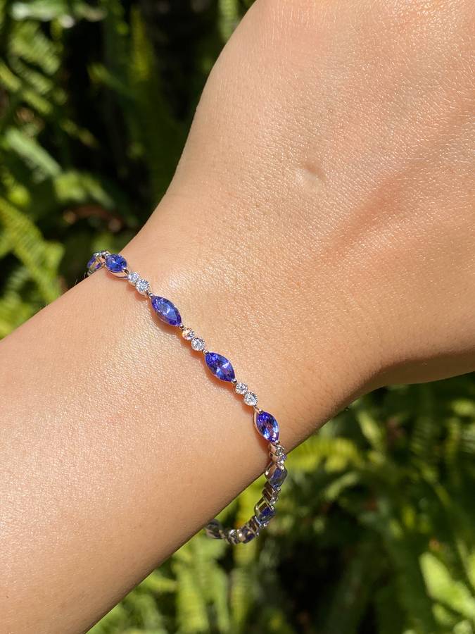 18K gold tanzanite and diamond bracelet by Browns.