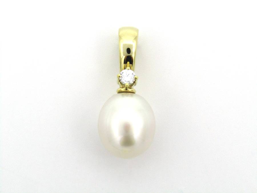 14K gold South Sea pearl and diamond enhancer/pendant.