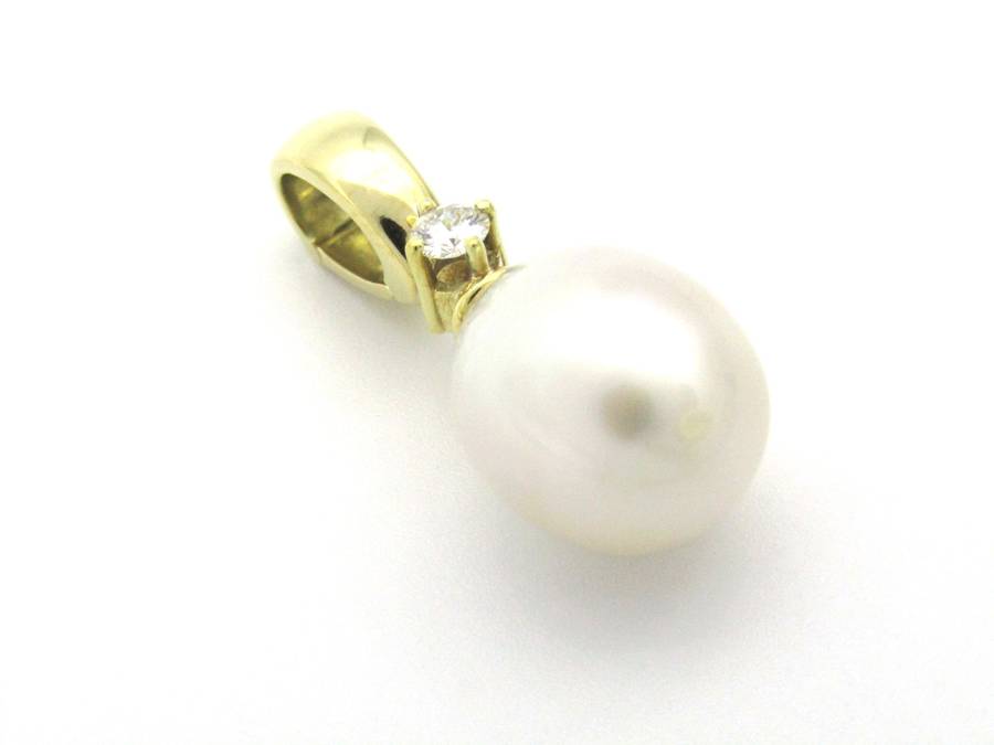 14K gold South Sea pearl and diamond enhancer/pendant.