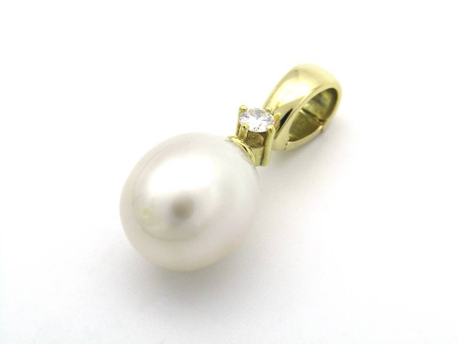 14K gold South Sea pearl and diamond enhancer/pendant.