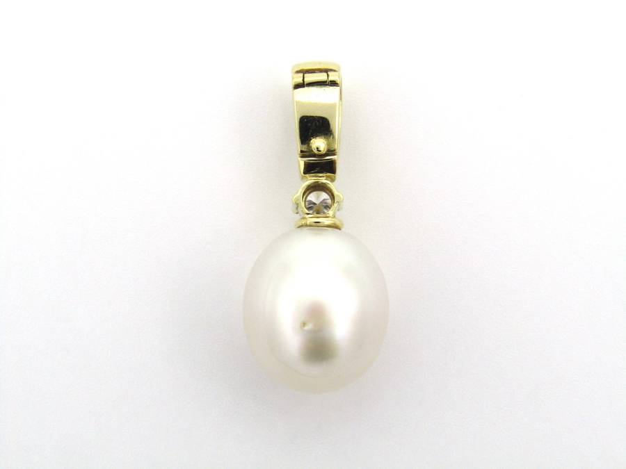 14K gold South Sea pearl and diamond enhancer/pendant.