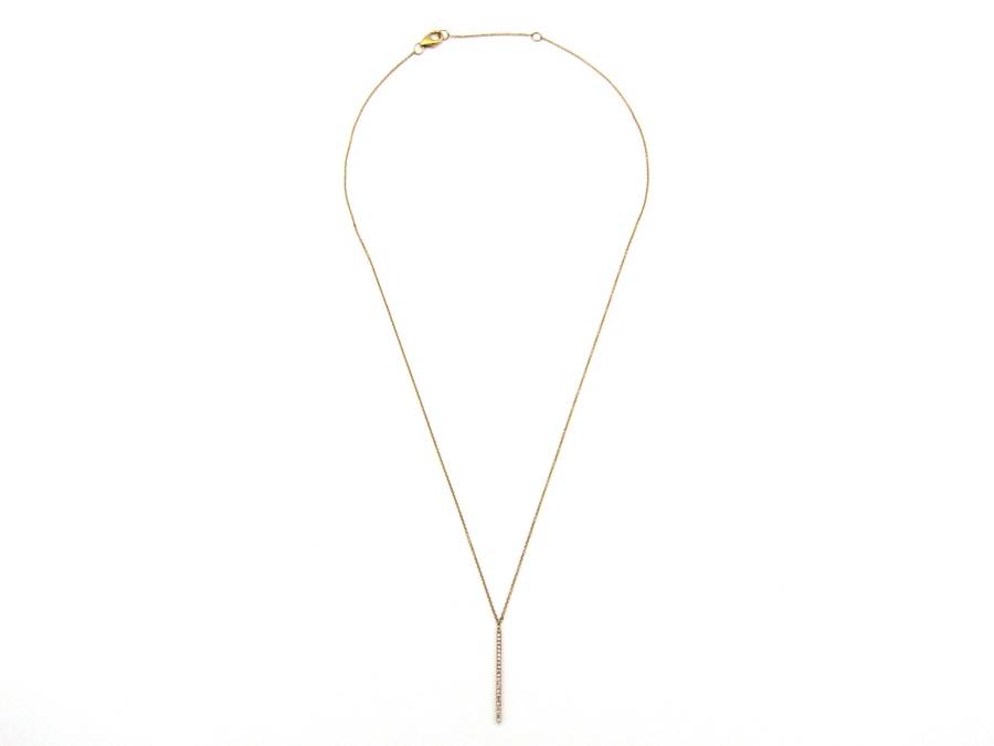 9K gold diamond bar necklace.