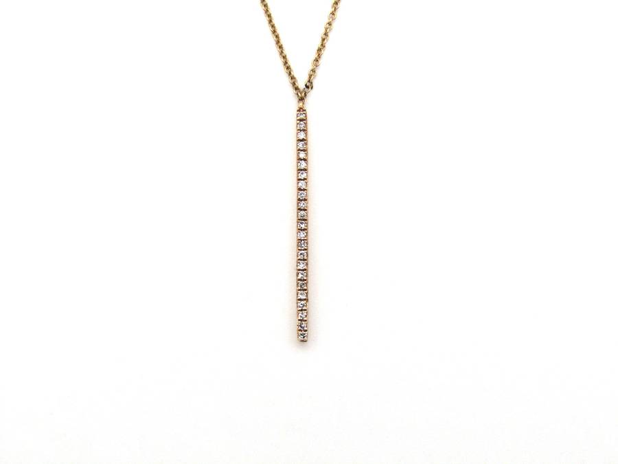 9K gold diamond bar necklace.