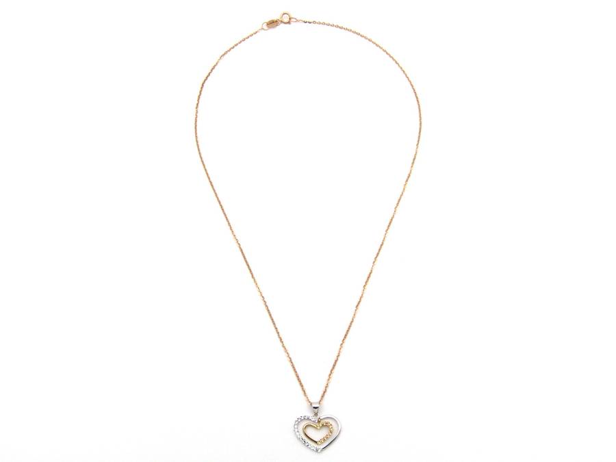 18K gold double-heart pendant.