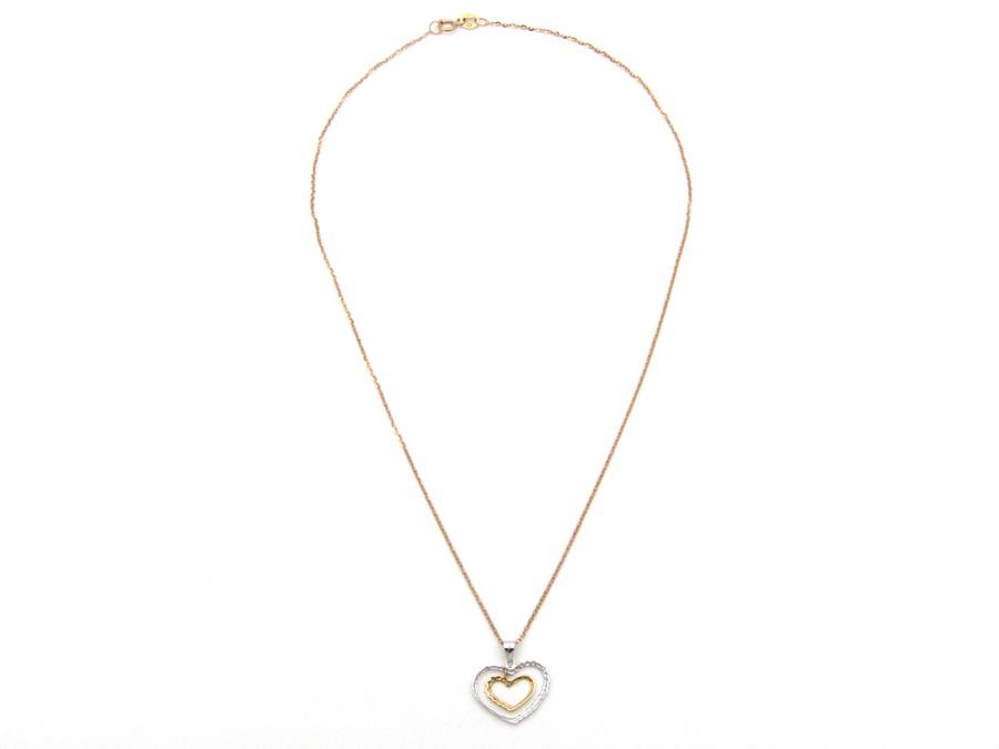 18K gold double-heart pendant.