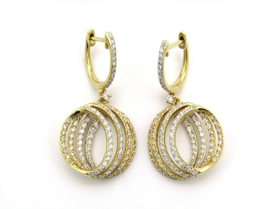 18K gold diamond drop earrings.