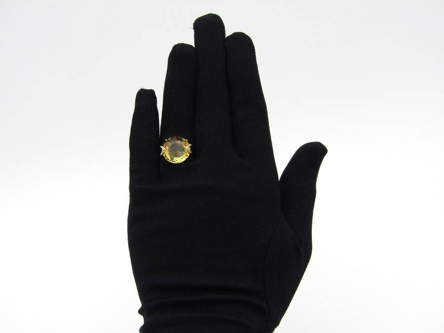 18K gold citrine and diamond ring by Kiara.