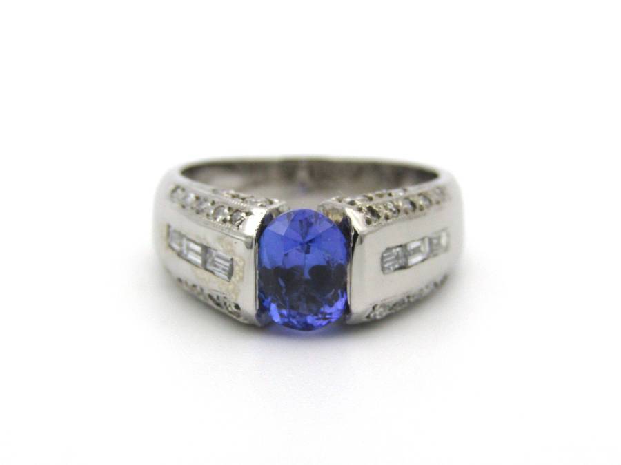 9K gold tanzanite and diamond ring.