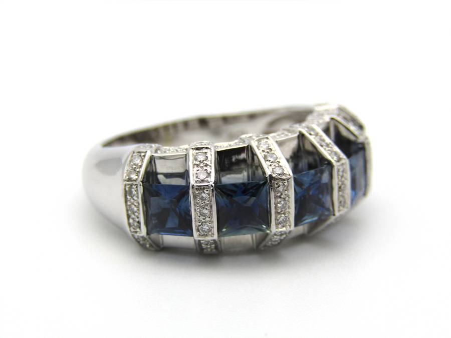 18K gold sapphire and diamond ring.