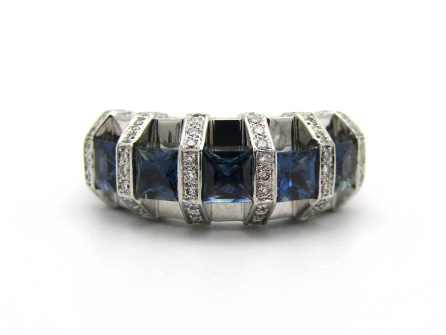 18K gold sapphire and diamond ring.