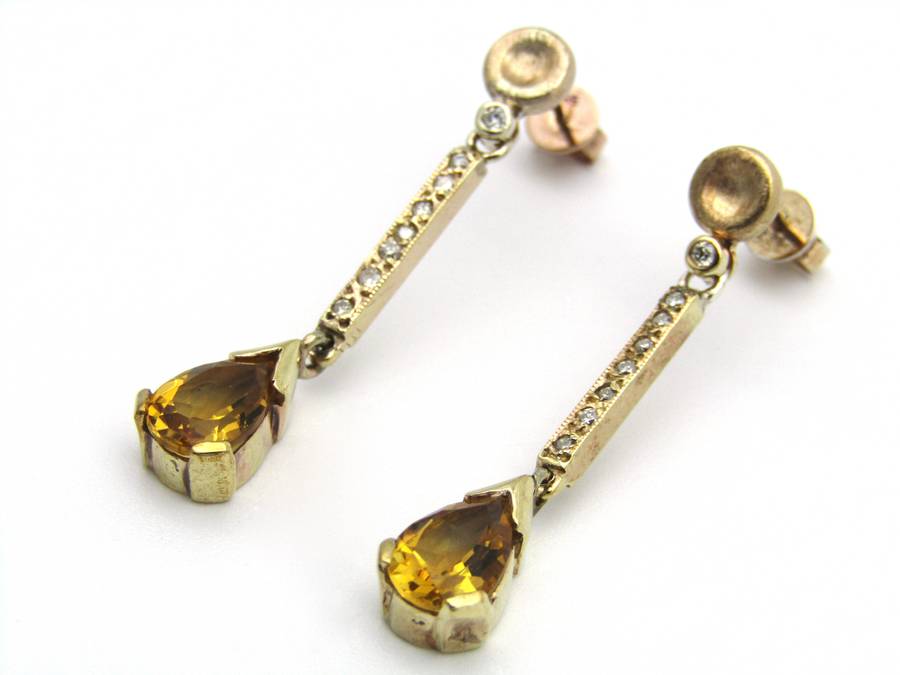 14kt gold citrine and diamond earrings.