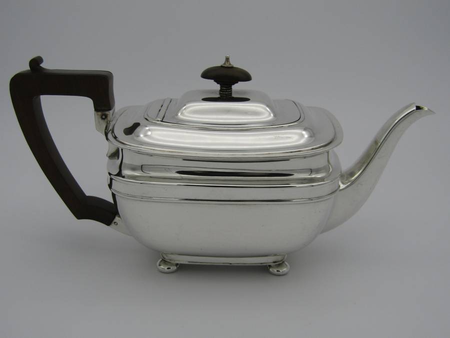 Art Deco three piece tea set by Harrison Bros and George Howson, Sheffield, 1935.