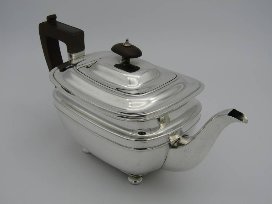 Art Deco three piece tea set by Harrison Bros and George Howson, Sheffield, 1935.