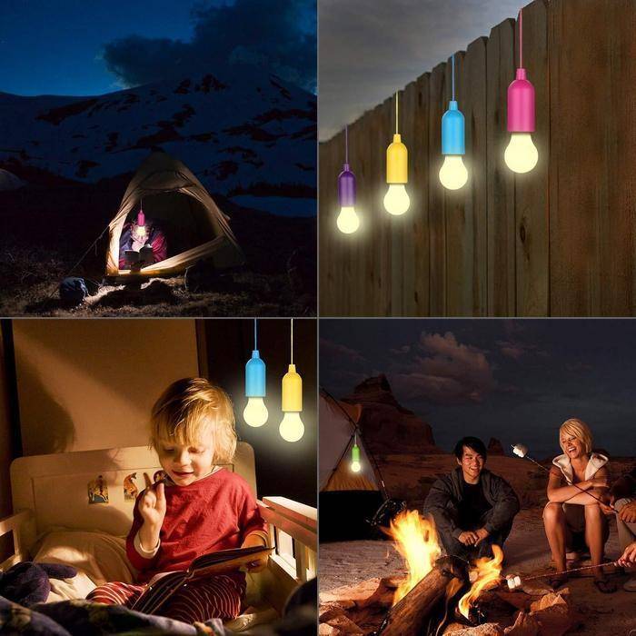 2x LED Pull Cord Bulb Light