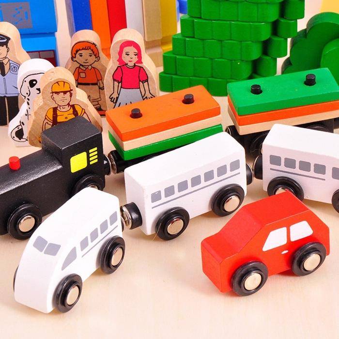 Wooden Train Set - Busy Town - 80 Piece