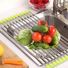 Stainless Steel Folding Drain Rack Dish Drainer