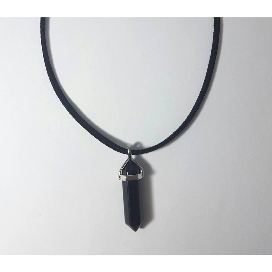 Silver Plated Crystals - Onyx / Cord