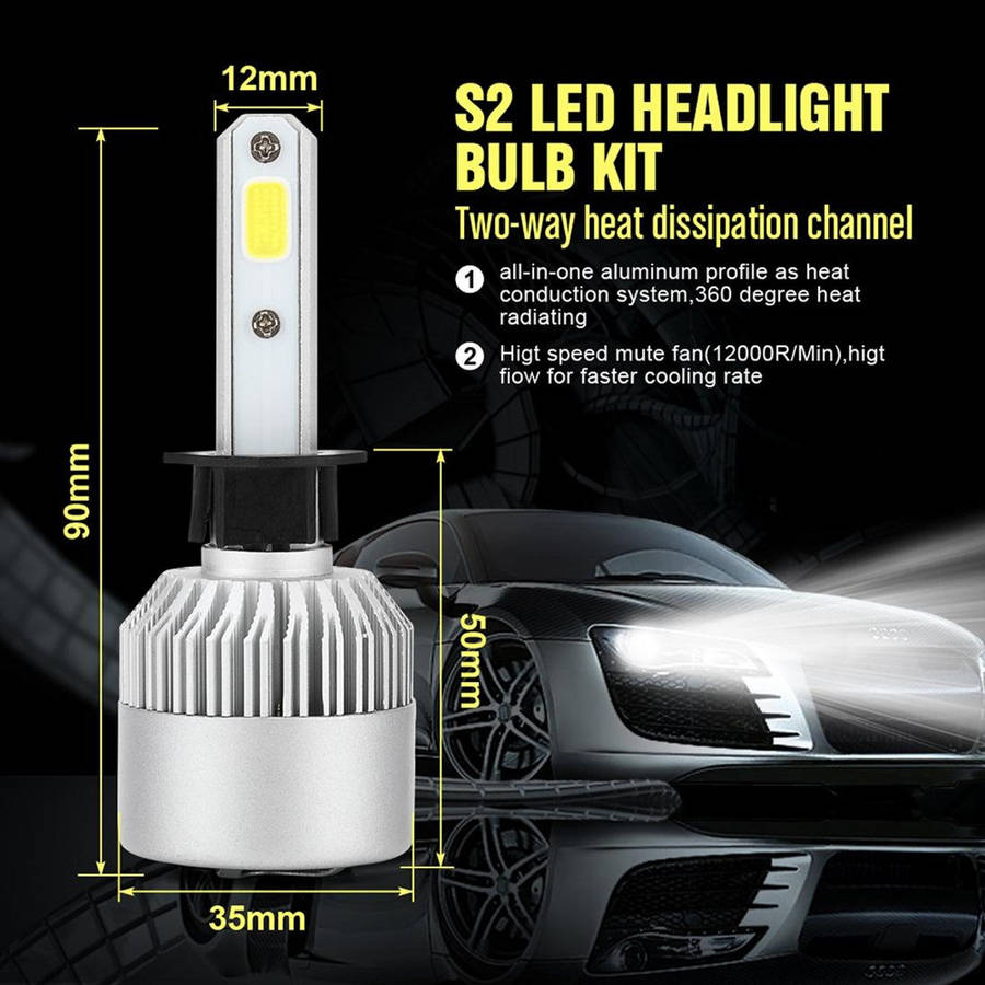 S2 40W H4 LED Headlight Bulb  3000 Lumens Non-CANBUS | 6000K White (Hi/Lo Beam)