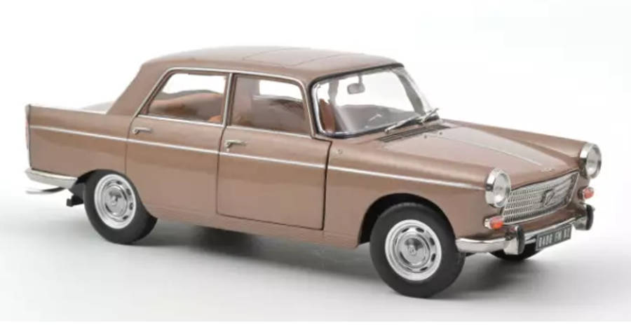 Peugeot 404 1965 Brown metallic with Caravan Hénon 1:18 Norev