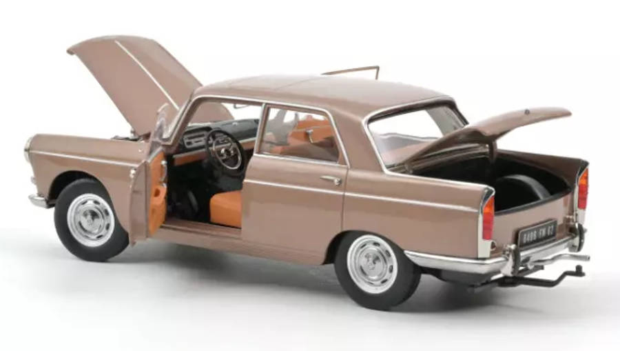Peugeot 404 1965 Brown metallic with Caravan Hénon 1:18 Norev