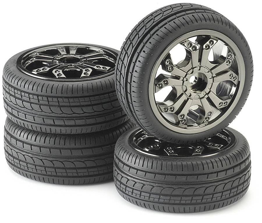 Tire & Rim Set - For 1/10 Scale Radio Control Car 12mm hex