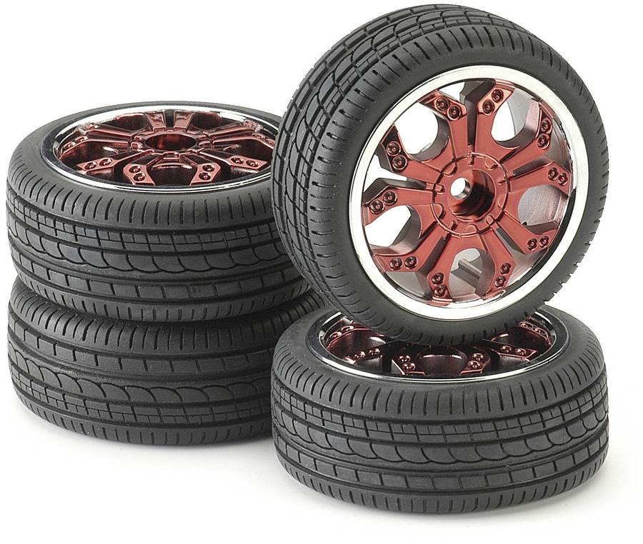 Tire & Rim Set - For 1/10 Scale Radio Control  Car 12mm hex