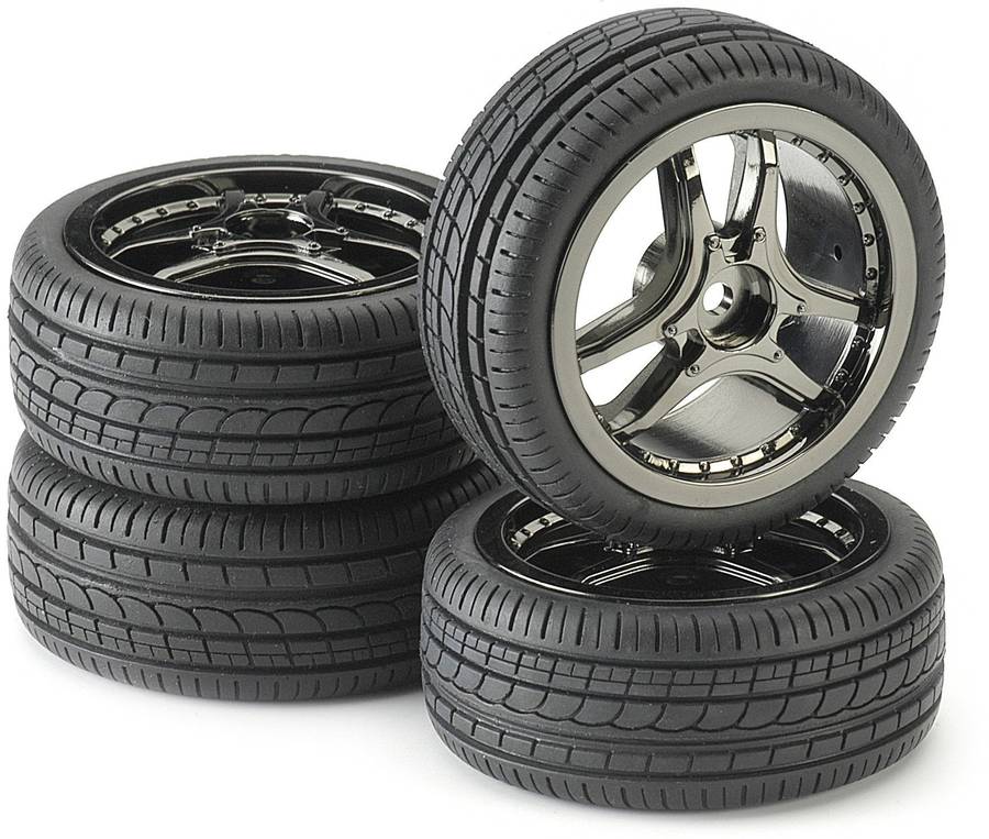 Tire & Rim Set - For 1/10 Scale Radio Control Car 12mm hex