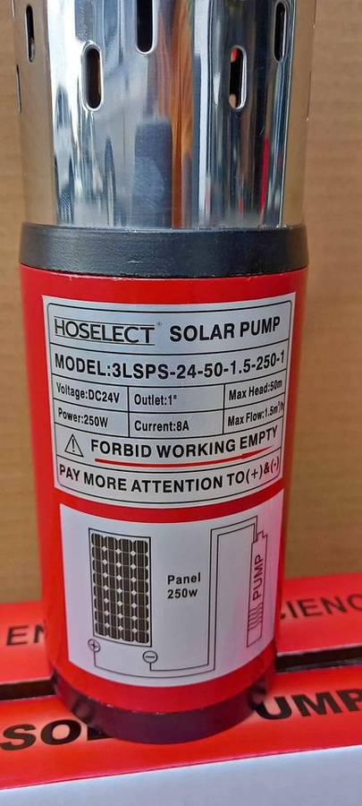 50M 24V 250W Solar Submersible Borehole water pump with built-in controller