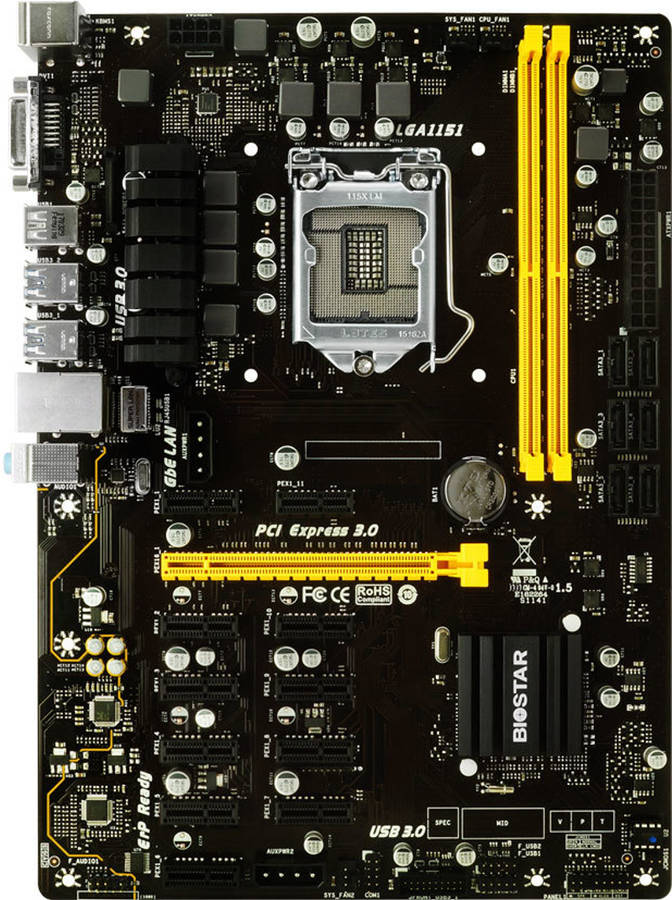 Biostar 12 x PCIe TB250-BTC PRO Mining Motherboard