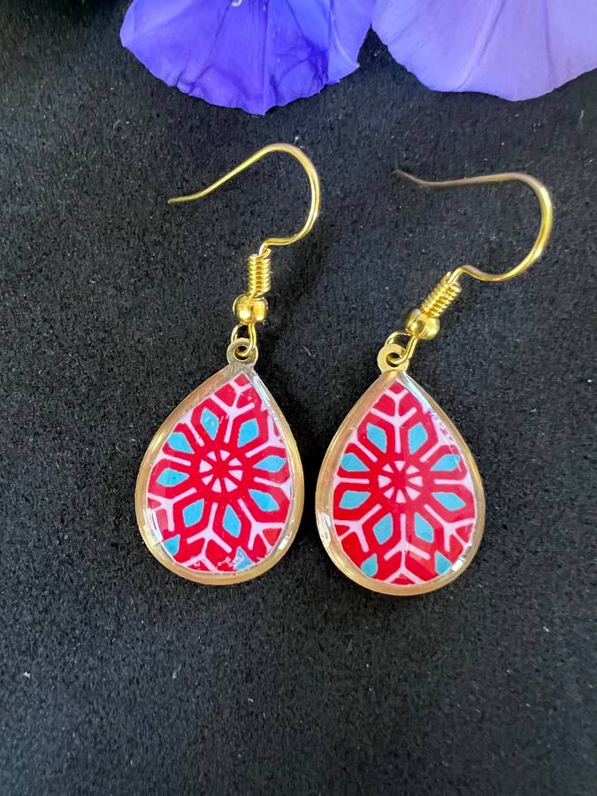 Double Sided Red Paisley earrings