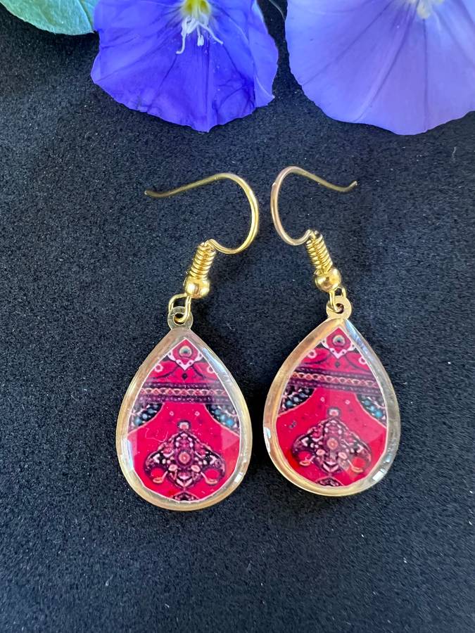 Double Sided Red Paisley earrings
