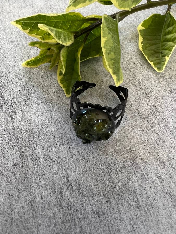 Tiny Peridot Adjustable Vintage Ring